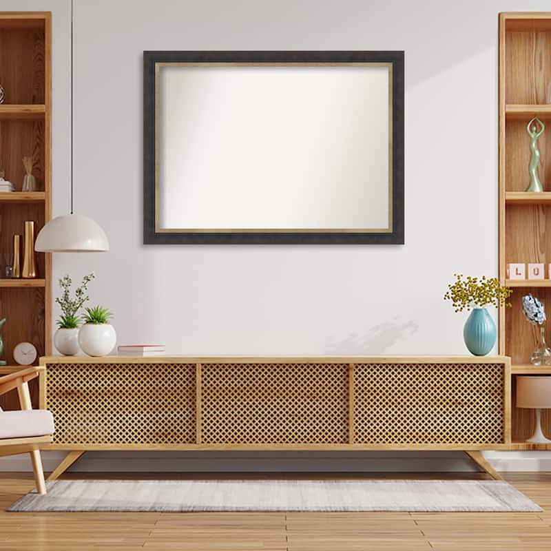 Hammered Charcoal Tan Non-Beveled Wood Framed Wall Mirror - Hammered Charcoal Tan