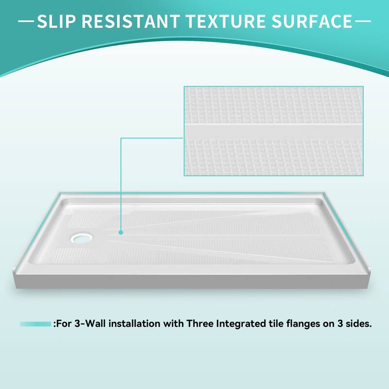 i-Homare 32" X 60" Left Drain Single Threshold Rectangular Shower Base