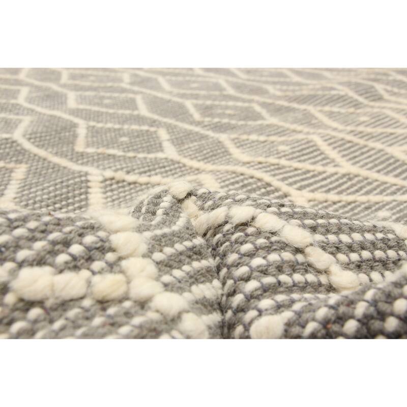 ECARPETGALLERY Braid weave Sienna Grey Wool Rug - 6'0 x 9'1