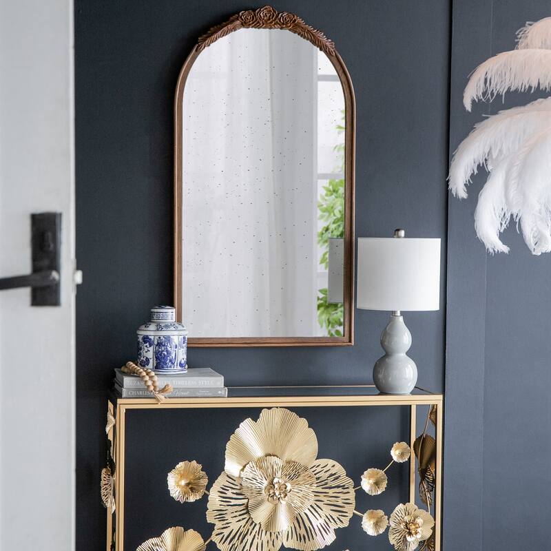 23" x 42" Hand Carved Antique Mirror Frame - Brown