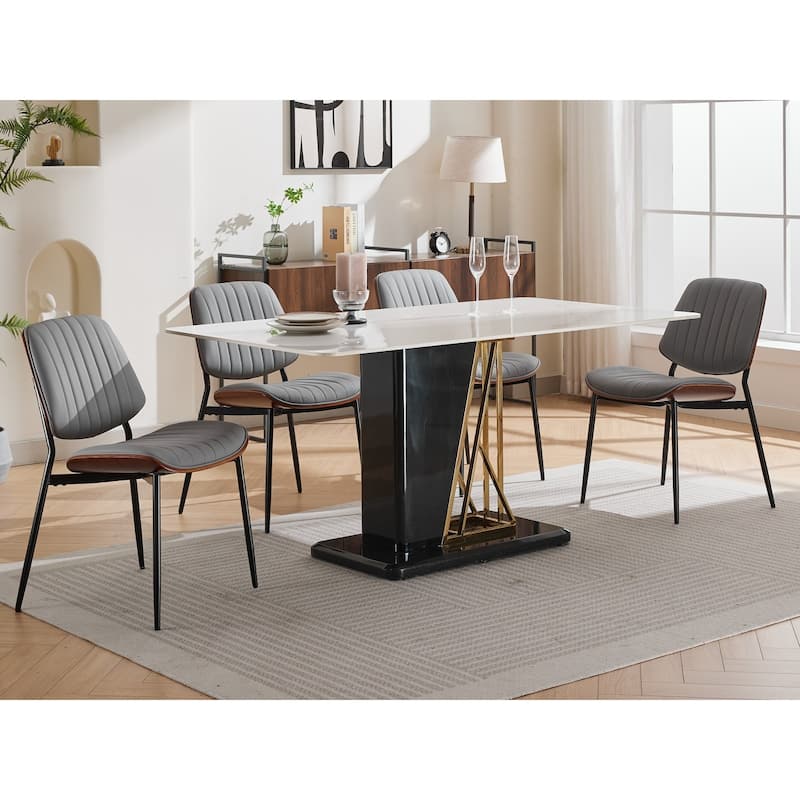 GDFStudio Mid Century Modern Armless Upholstered Dining Chairs with Metal Legs