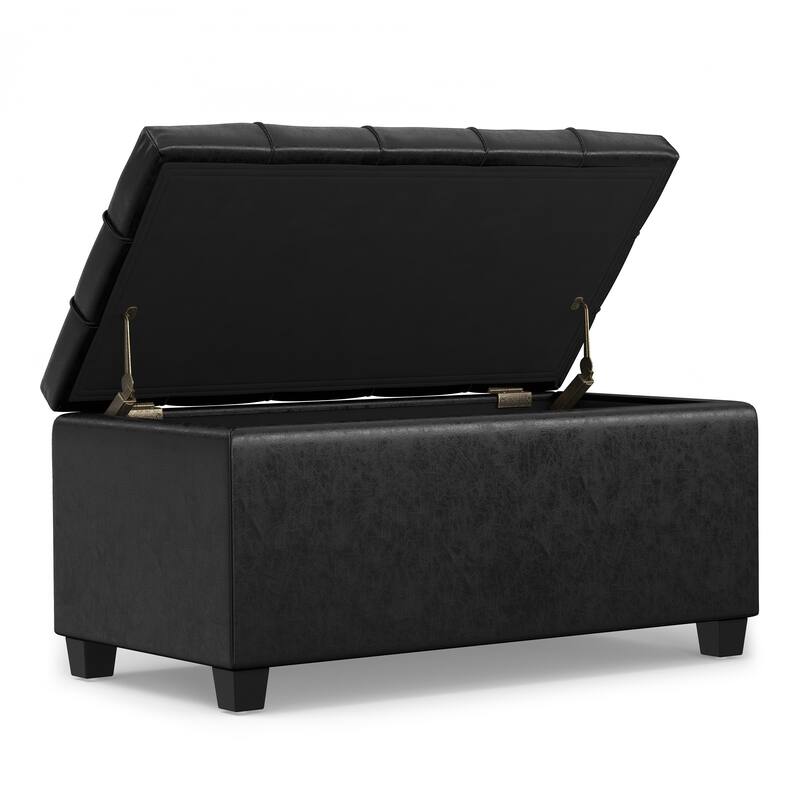 WYNDENHALL Marlowe 34 inch Wide Transitional Rectangle Storage Ottoman