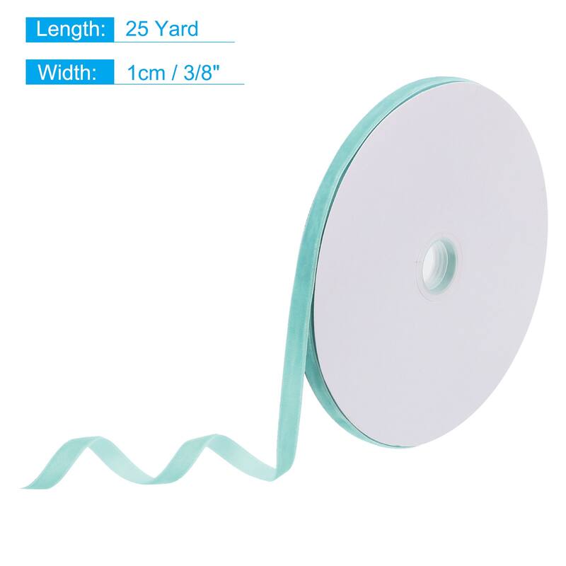 Velvet Ribbon 25 Yard Single Face Spool Silky for Gift Wrapping Decor - Lake Blue - 3/8 Inch x 25 Yard