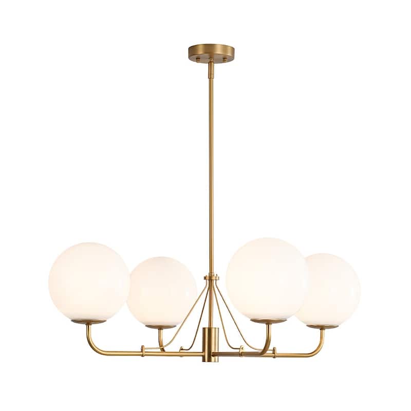 Modern Opal Glass Globe Quadra Dining Chandelier