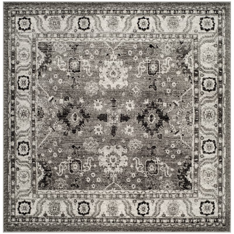 SAFAVIEH Vintage Hamadan Bridget Traditional Oriental Rug - 6'7" Square - Grey/Black