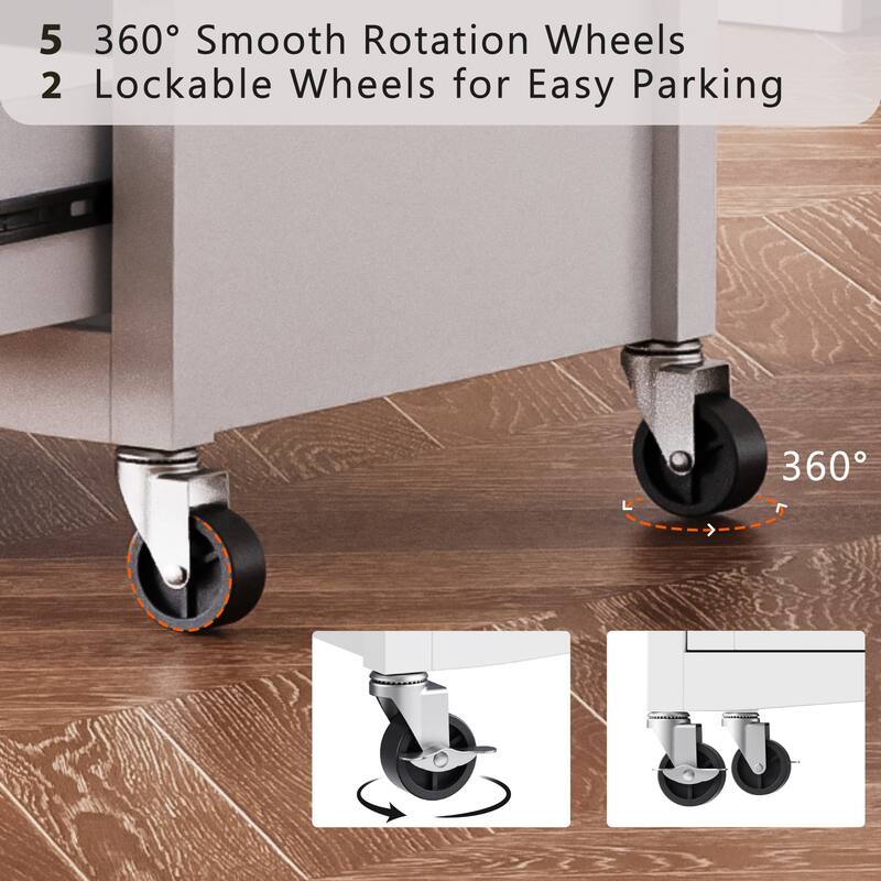 52" Kitchen Island with Drop Leaf, Spice Rack, Towel Rack, 2 Doors, 5 Drawers & Adjustable Shelf