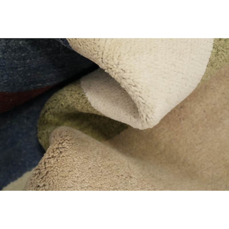 Hand Knotted Oriental 100% Wool Carpet Modern Stripe Multi-Colored Gabbeh Area Rug - 6' 3'' X 4' 7''