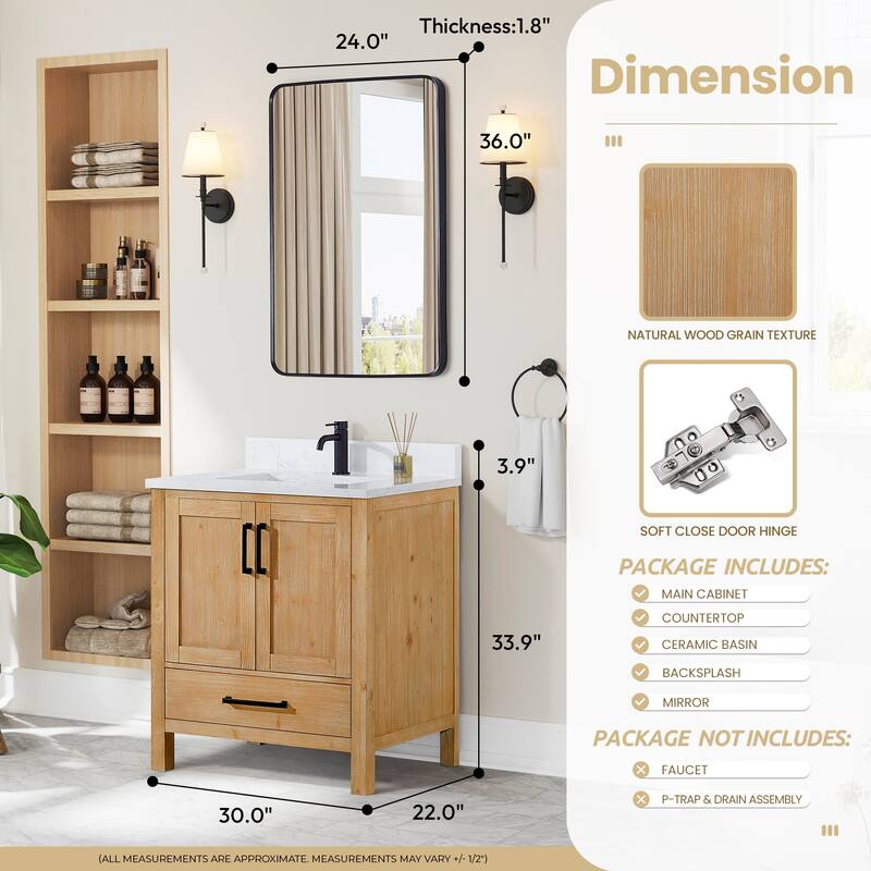 Shannon Bath Vanity with Composite Stone Countertop and Mirror