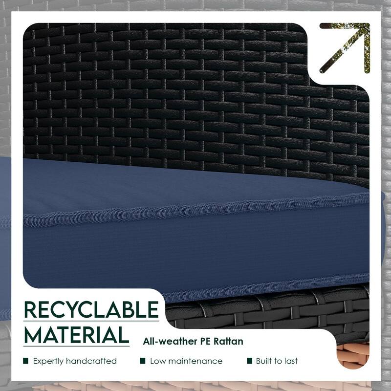 EROMMY 4-Piece Patio Furniture Set with Cushions, Wicker Sofa and Glass Coffee Table, All-Weather PE Rattan Conversation Set