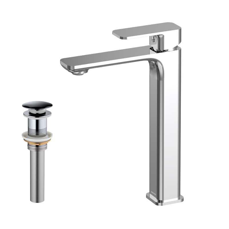 Karran Venda KBF512 Single-Handle Single Hole Vessel Bathroom Faucet with Matching Pop-up Drain - Chrome