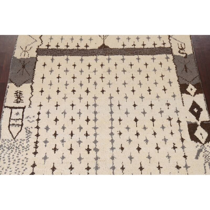 Tribal Geometric Oriental Moroccan Wool Area Rug Hand-knotted Carpet - 8'1" x 10'10"