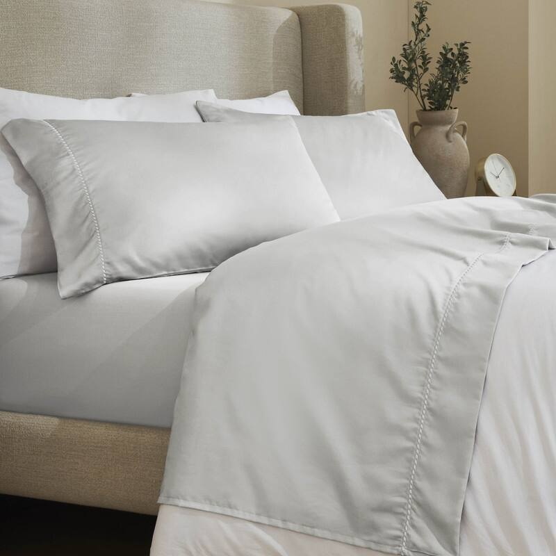 Superior Imperia Cotton Blend Embroidered 600 Thread Count Sheet Set - Split King - Platinum