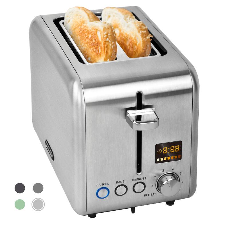 SEEDEEM Toaster 2 Slice, Stainless Steel Toaster with LCD Display
