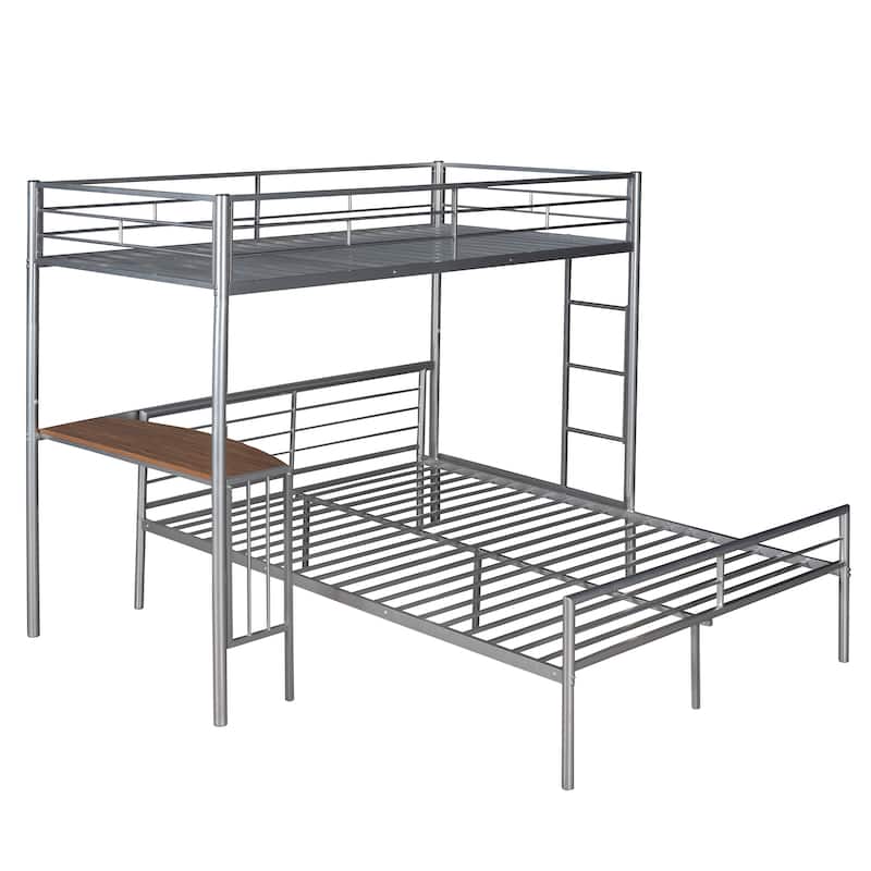Twin Over Full Metal Bunk Bed with Desk