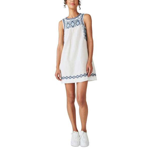 lucky embroidered mini dress Lucky Brand Embroidered Plaid Mini Dress