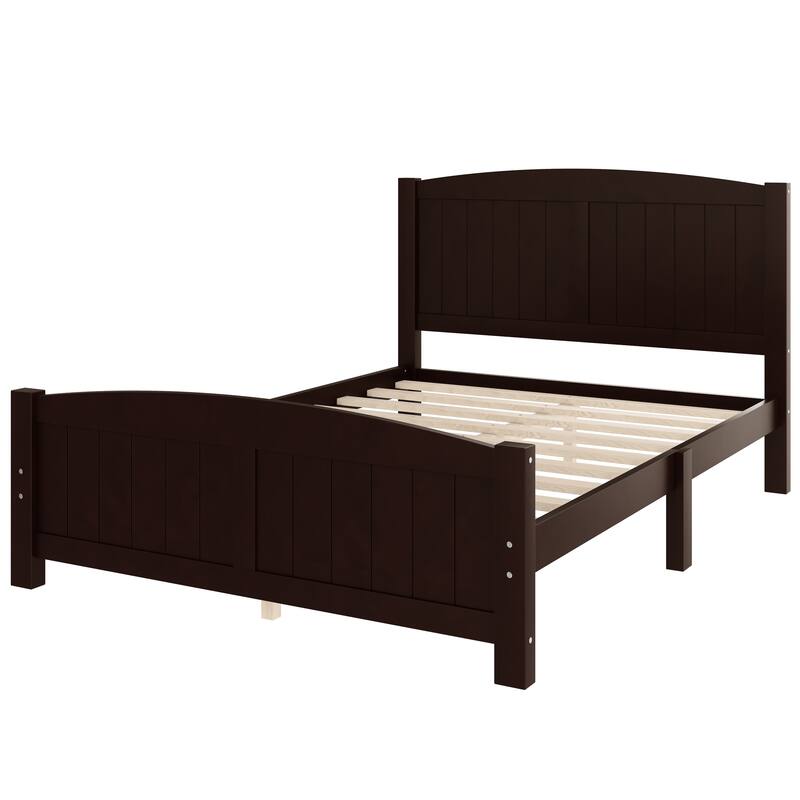 Full Size Platform Bed, Solid Wood Platform Bed with Support Slats and Strong Structure, No Box Spring Needed, Espresso