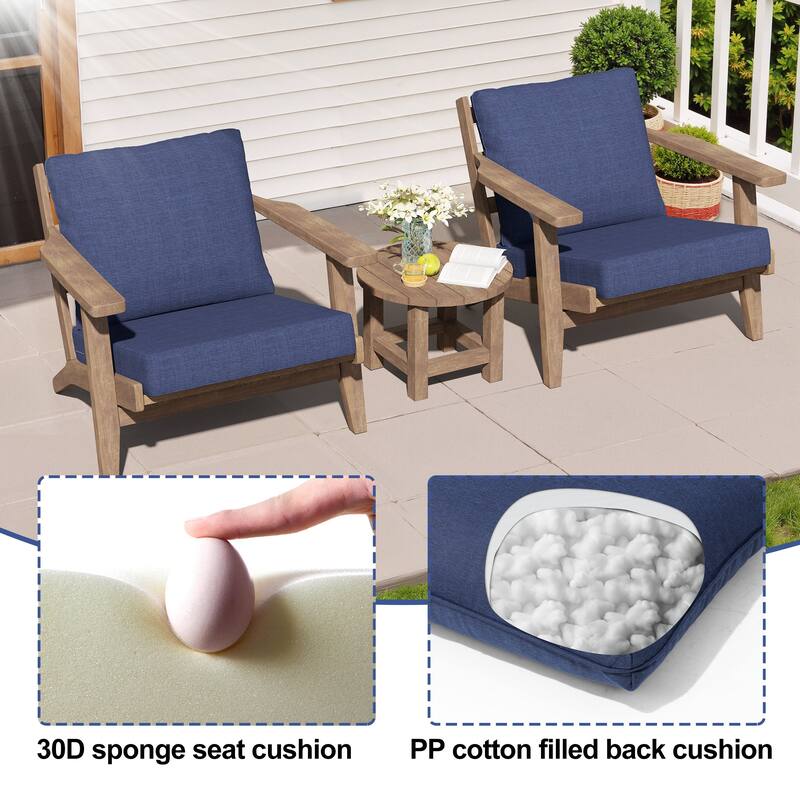 27.6 in W * 24.4 in D Outdoor Patio Deep Seat Cushion Chair Set