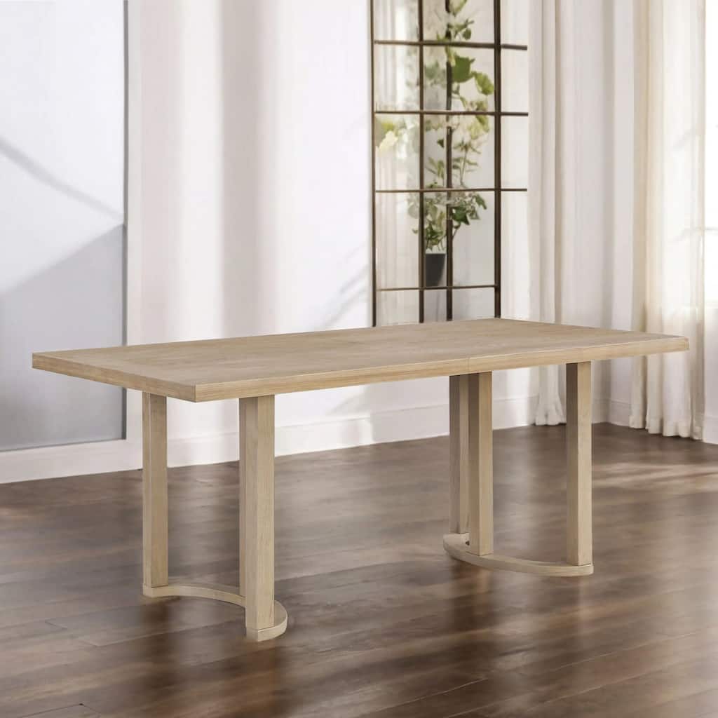 Roomfitters 69-Inch Modern Dining Table, Rectangular Solid Wood MDF Kitchen Table, Curved Trestle Base