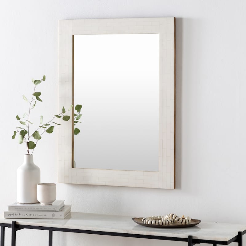 Minai Modern Casual Mirror - 32"H x 24"W x 1"D - 32"H x 24"W x 1"D - Cream