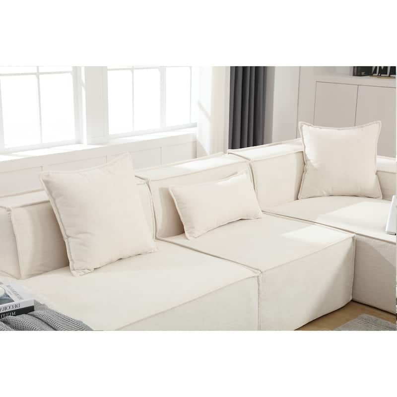 129.5'' Minimalist Modular L-Shaped 4 Seater Sectional Sofa Set with Chaise, Versatile Free-Combination Design