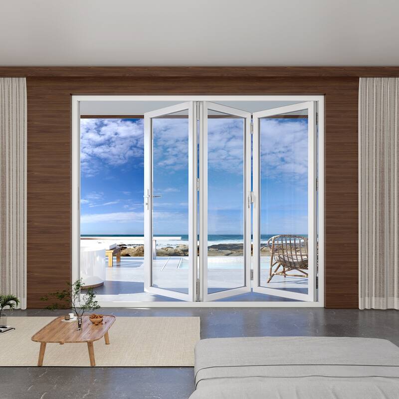 KaMic 96" x 96" 3-Panel Aluminum Patio Folding Door Right to Left-Outswing