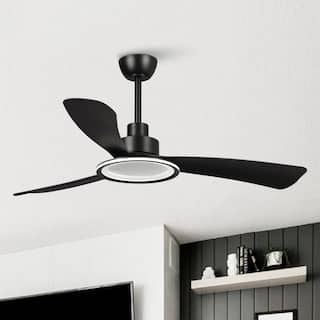 BreezeLite 52" Modern Matte Black LED 3-Blade Ceiling Fan