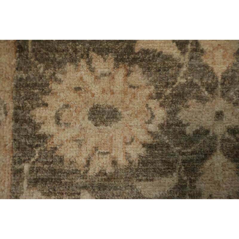 Hand Knotted Oriental 100% Wool Carpet Traditional Floral Brown Peshawar Area Rug - 4' 0'' X 2' 9''