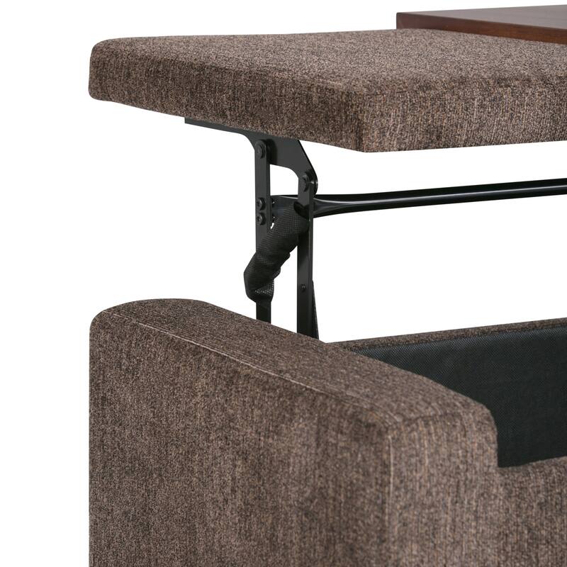 WYNDENHALL Crosby 42 inch Wide Transitional Rectangle Storage Ottoman in Deep Umber Brown Polyester Fabric