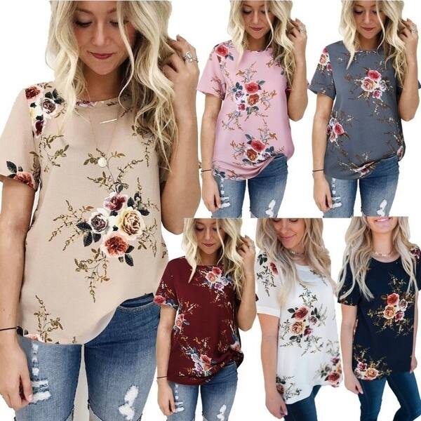 Shop Simple Style Summer Fashion Women Short Sleeve T Shirts Plus