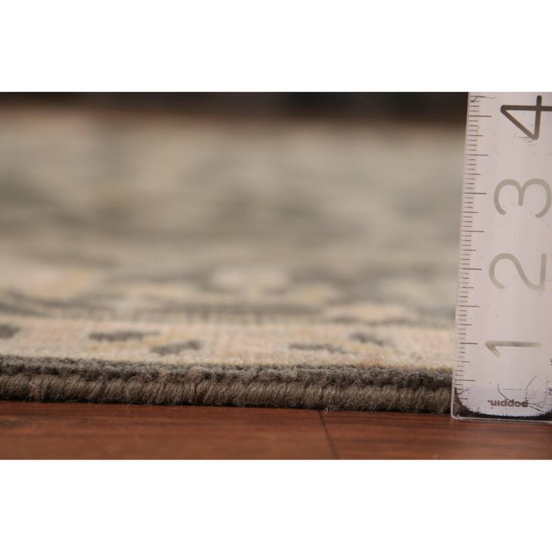 Grey Floral Oushak Indian Area Rug Handmade Wool Carpet - 8'1"x 10'0"