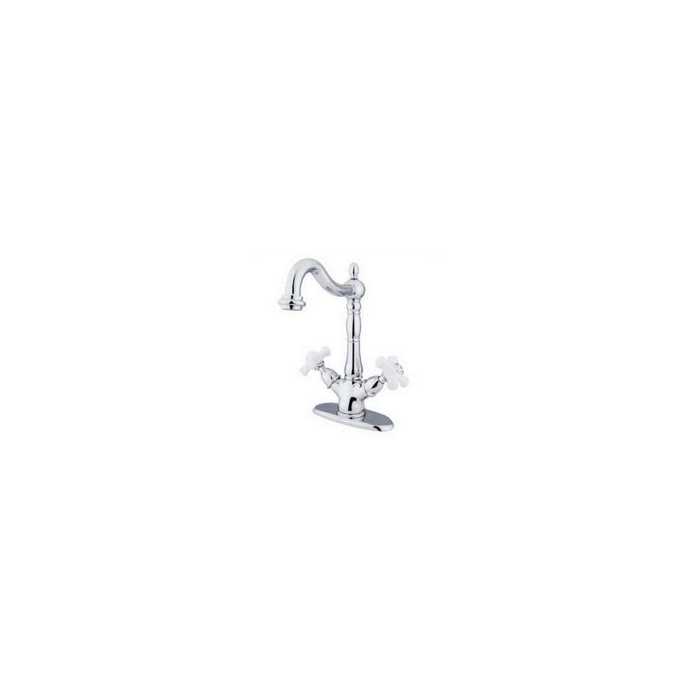 Elements Of Design Double Handle Vessel Sink Faucet with 4" Deck Plate
