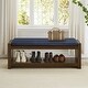 preview thumbnail 9 of 13, 47" Accent Bench with Lower Shelf Shoe Rack, Padded Seating Bench, Bed End Bench with Storage, Removable Cushion Navy Blue