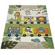 preview thumbnail 4 of 4, Nursery Rug Cute Jungle Animals Locomotive Kids 3D Effect Green Cream