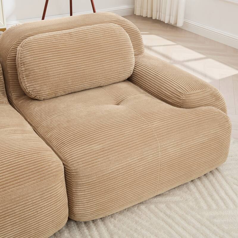 Rossetta 4-Seat Modern Simplified Anti-Slip Style Premium Corduroy Fabric Modular Sofa with Curved Armrests