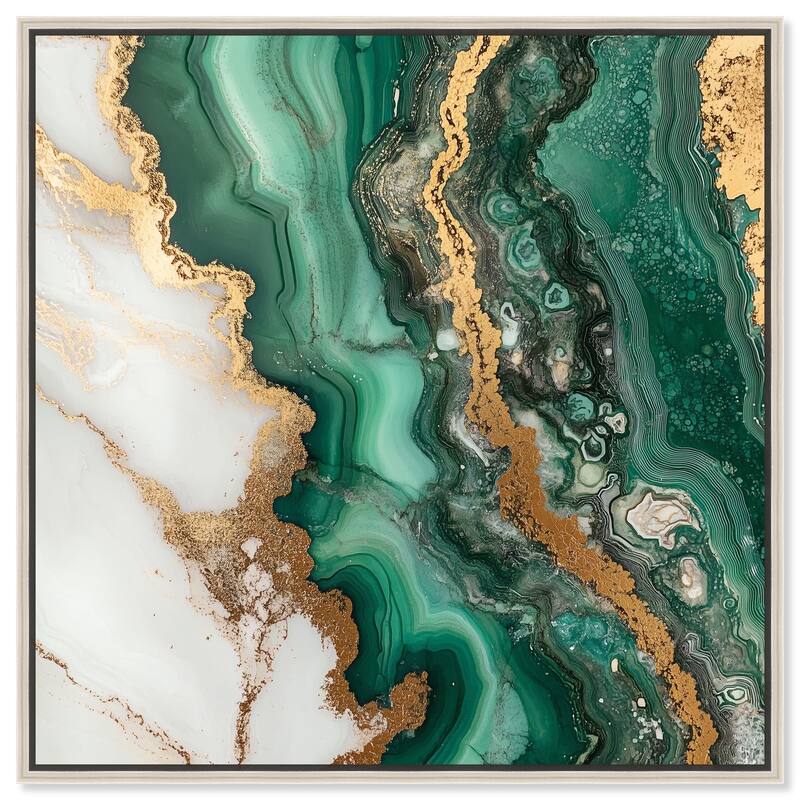Malachite Majesty Canvas by Art Remedy - Silver - 40" x 40"