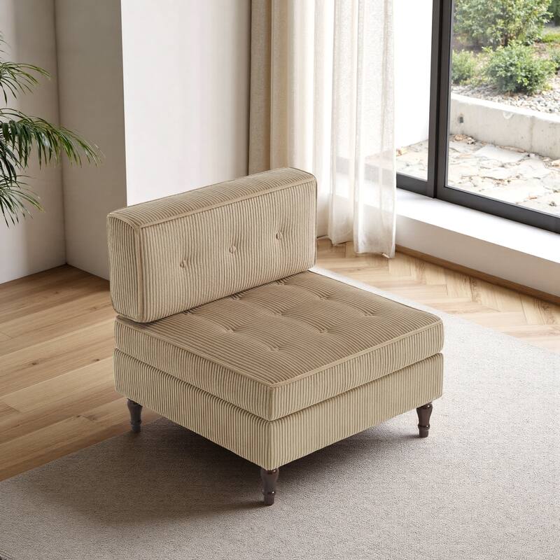 Modular Corduroy Armless Chair Upholstered Lounge Sofa