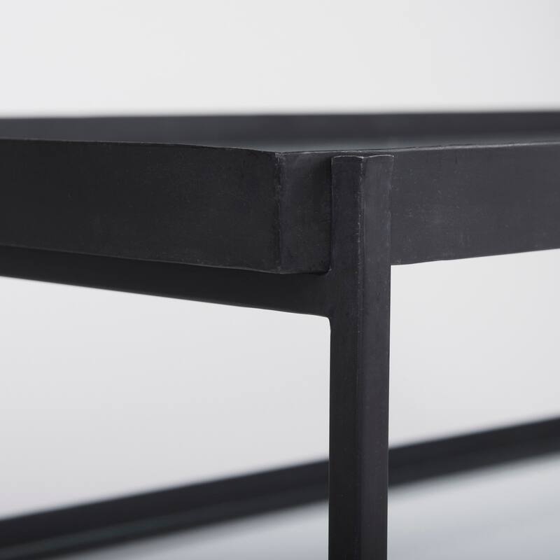 Trey Black Iron w/ Glass Rectangular Coffee Table - 56"L x 32"W x 17"H