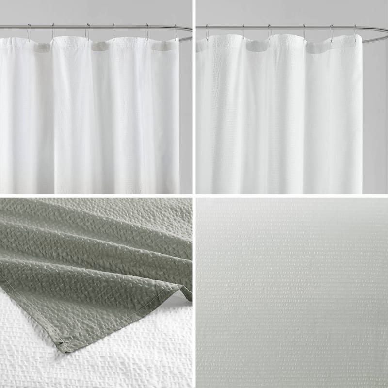 Madison Park Loire Ombre Printed Seersucker Shower Curtain