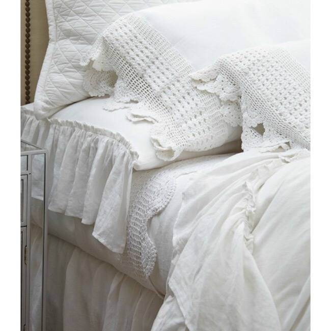 Evelyn White Linen Crochet Sheet Set