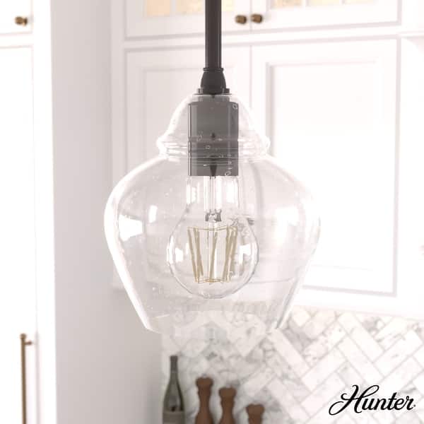 slide 2 of 11, Hunter Dunshire Ginger Jar Pendant - Kitchen Island, Dining Room, Entry - Transitional, Modern Farmhouse 7-inch - Noble Bronze-Seeded Glass
