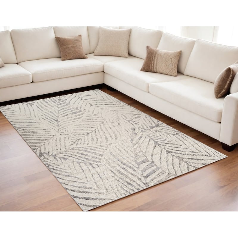 Biwul Stain Resistant Woven Durable Area Rug By HomeRoots - 96' X '60' X '0.7 - Gray and Cream - Rectangle