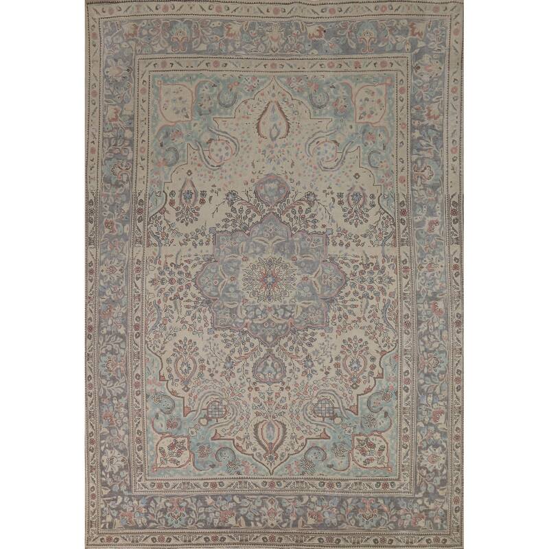 Floral Tabriz Persian Area Rug Hand-Knotted Traditional Wool Carpet - 8'1"x 11'1"