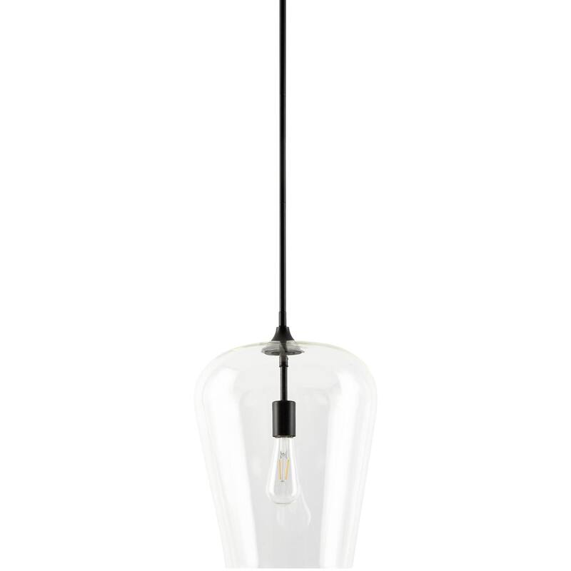 Livabliss Yueva Modern Pendant - 12"L x 12"W x 15"H - Black/Clear