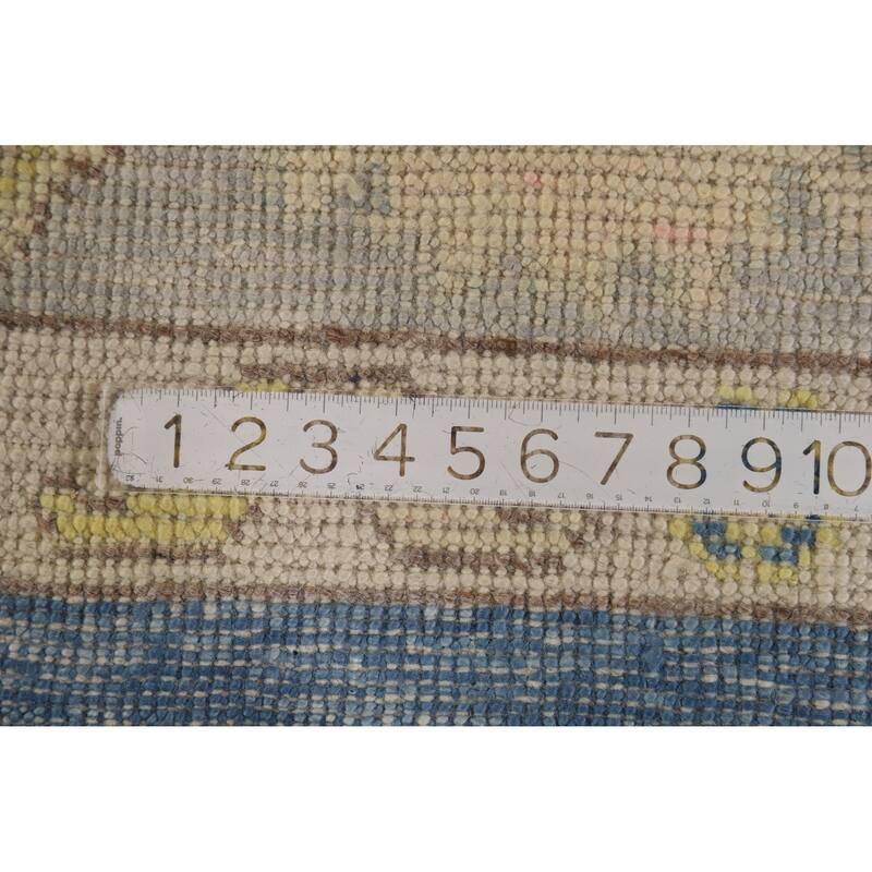 Hand Knotted Oriental 100% Wool Carpet Transitional All-Over Navy Blue & Blues Oushak Area Rug - 11' 2'' X 8' 11''