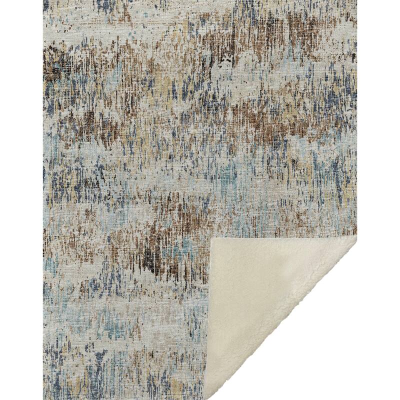Premium Machine Washable ASB66 Abstract Ombre Sherpa Throw Blanket