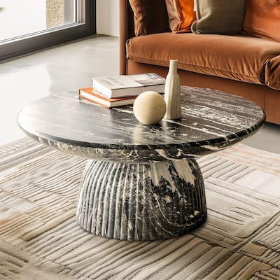 Studio London Maddox Single Round Coffee Table Stone Marble Effect