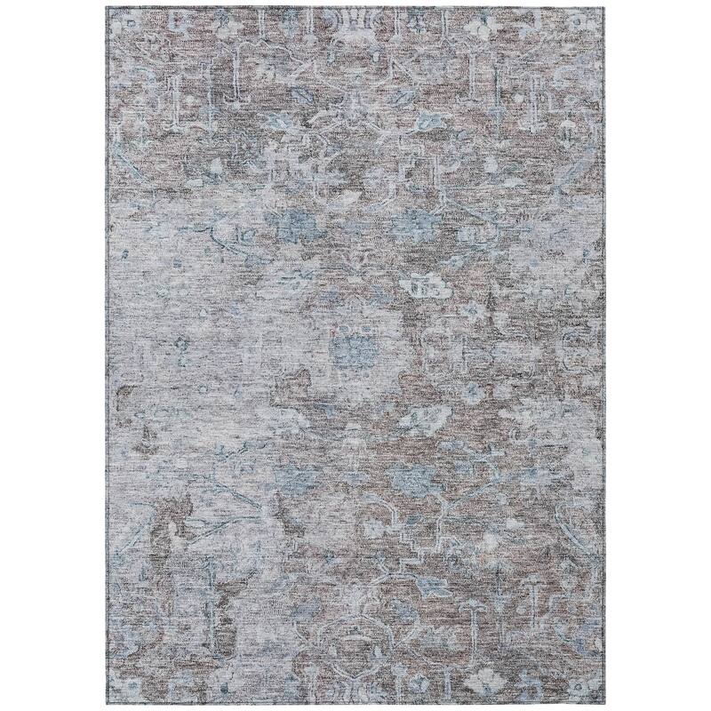 Machine Washable Indoor/ Outdoor Chantille Distressed Traditional Rug