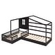 preview thumbnail 7 of 8, L Structure 2 Twin Size Wood House Bed with Fence and Slatted Frame