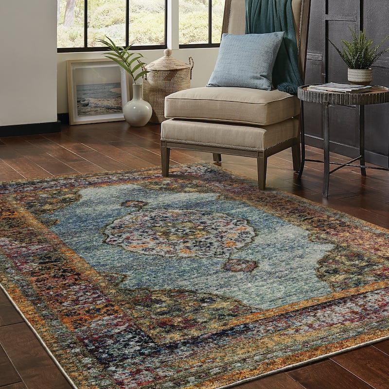 Style Haven Adaylnn Morris Persian Inspired Medallion Blue/Multi Area Rug