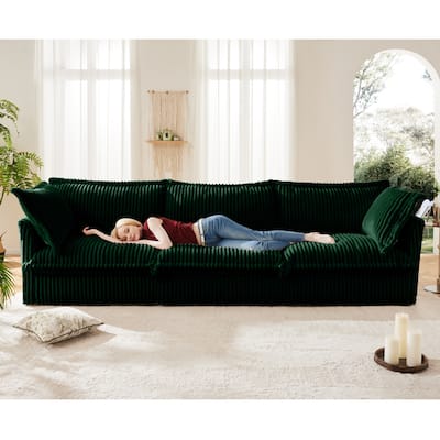Slipcovered Sofa Couch, Modern 3 Seater Sofa With Suppleness Armrests,Deep Seat Sofa With Soft Multiple Big Pillows